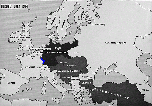 World Map France Highlighted. Europe 1914 map.