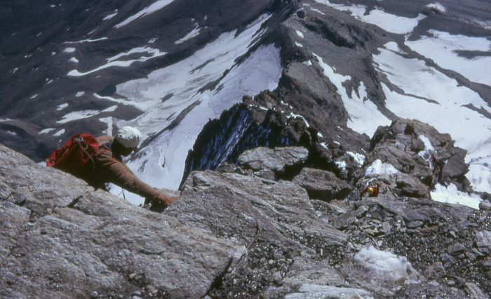 Descending the Hoernli ridge.