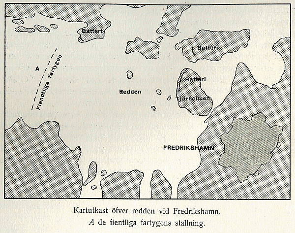 Kartutkast öfver redden vid Fredrikshamn.