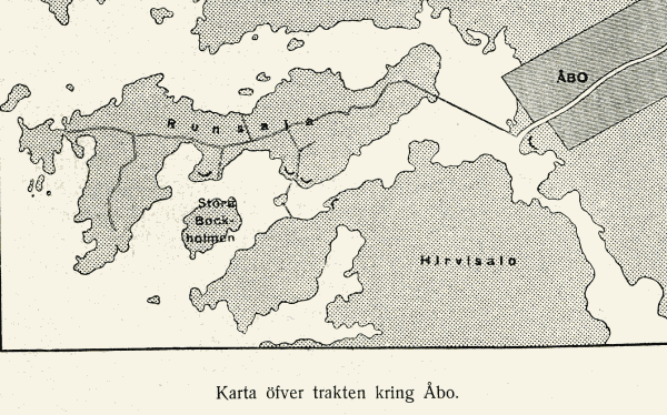 Karta öfver trakten kring Åbo.