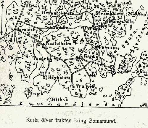 Karta öfver trakten kring Bomarsund.