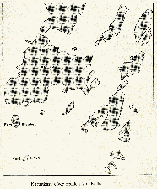 Kartutkast öfver redden vid Kotka.