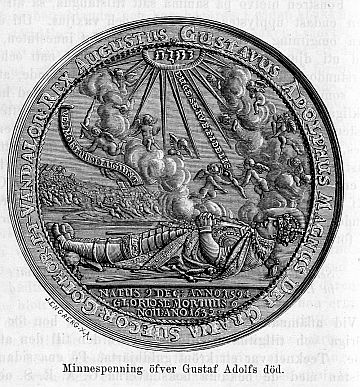 Minnespenning öfver Gustaf Adolfs död.