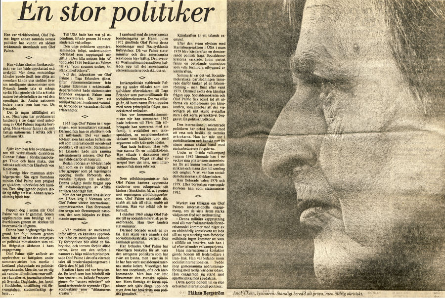 Runa över Olof Palme.